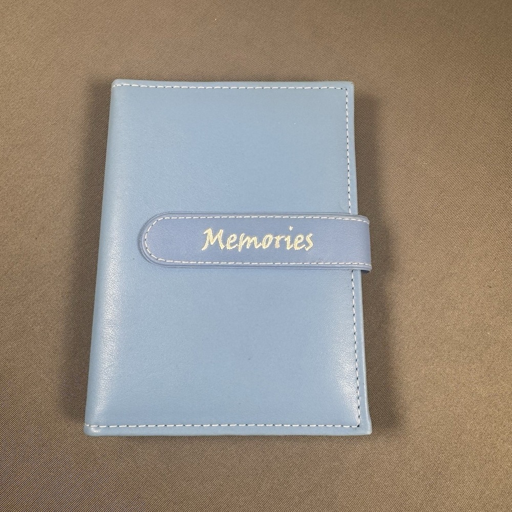 Vintage Blue Leather Memories Photo Album Holds 36 4x6 Photos